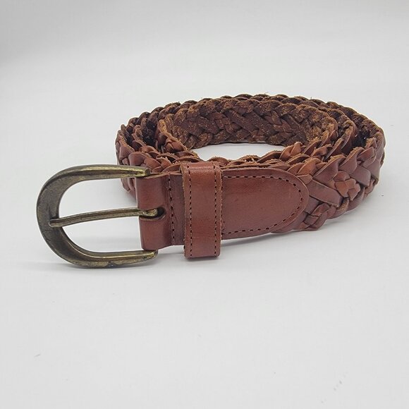 Vintage‎ Brown Braided  100% Genuine Leather Belt Y2K Argentina - Picture 1 of 7